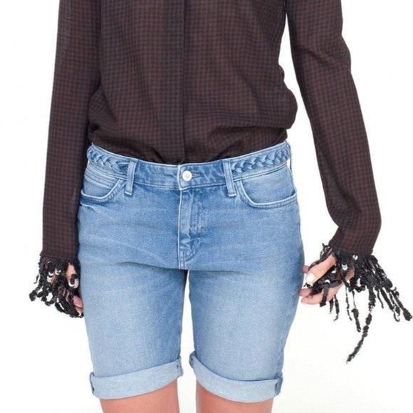 NWT M.i.h Jeans Blue Washed Cotton Blend Denim Shorts Size 25 MSRP $195 - Picture 1 of 16